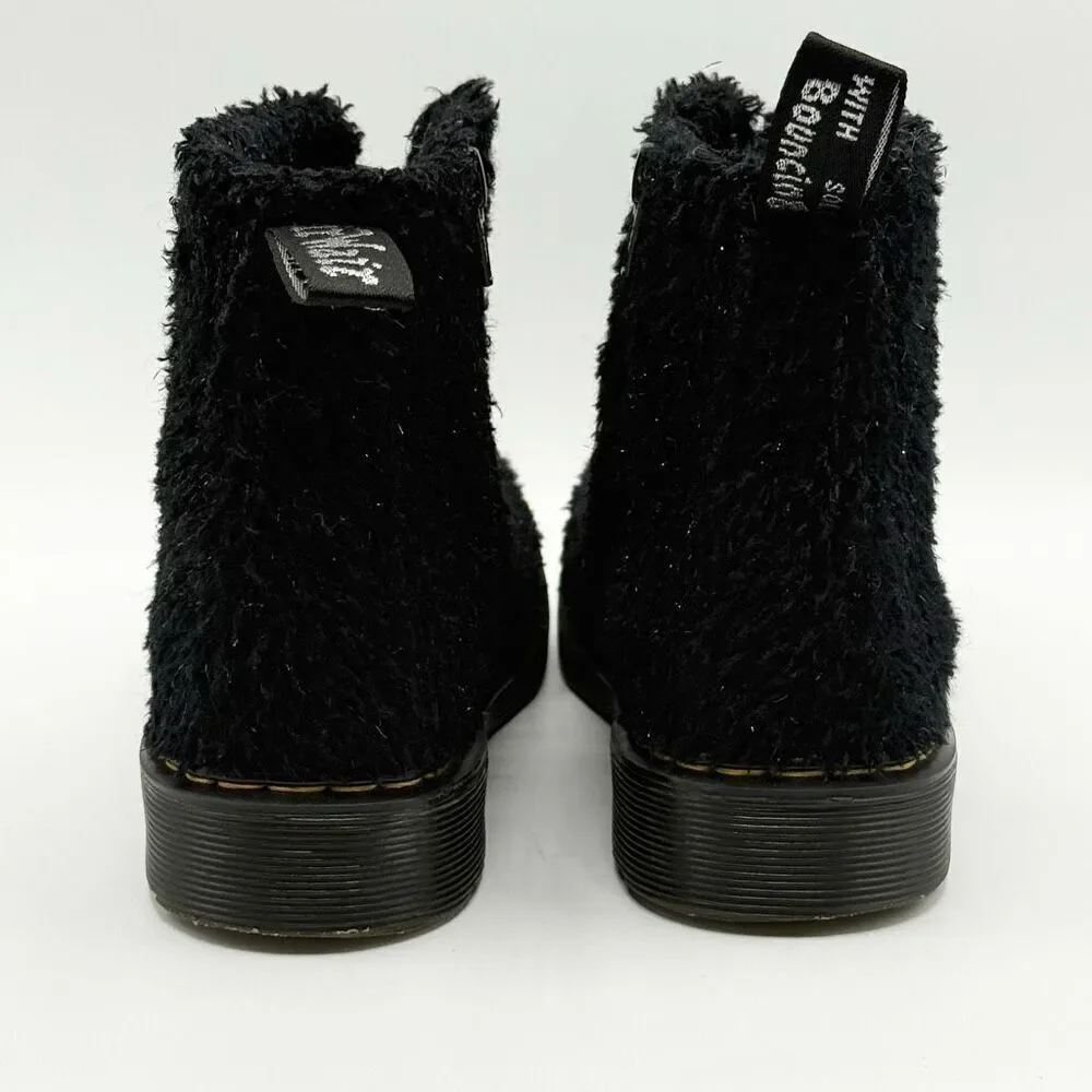 Dr. Martens Kids' 1460 Pascal Tinsel Faux Fur Boots in Black - US Big Kids 1 / E